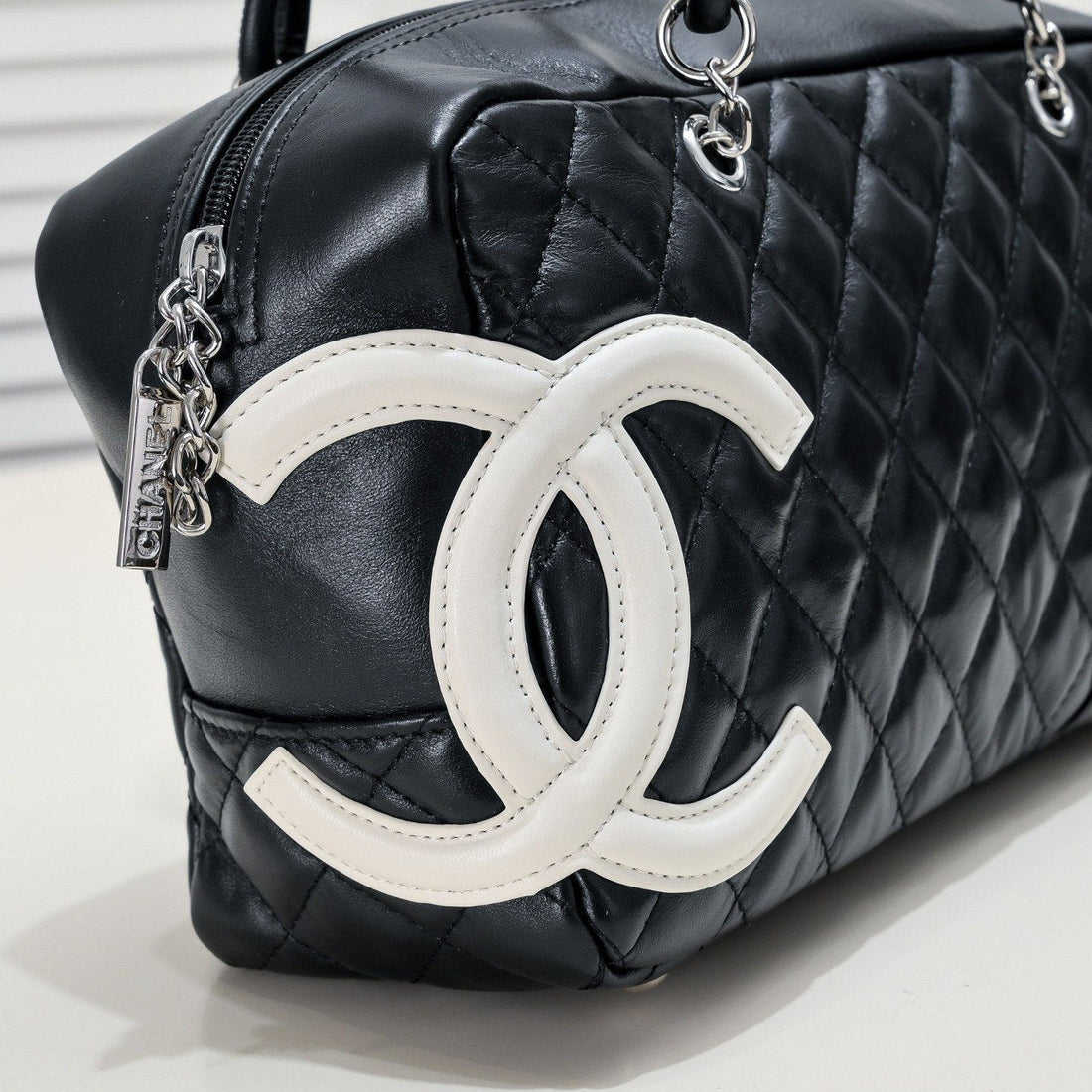 Chanel inspired Black Calfskin Cambon Ligne Handbag - pochettereps