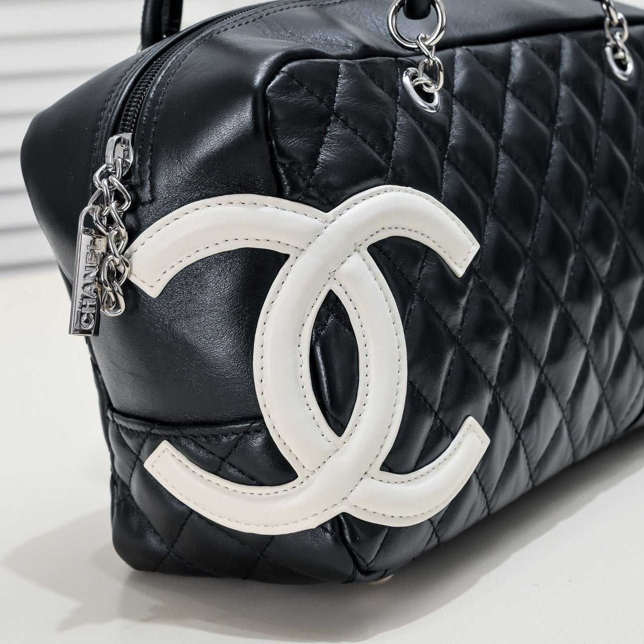 Chanel inspired Black Calfskin Cambon Ligne Handbag - pochettereps