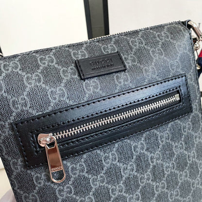Gucci Inspired Web Strap Front Zip Messenger Bag