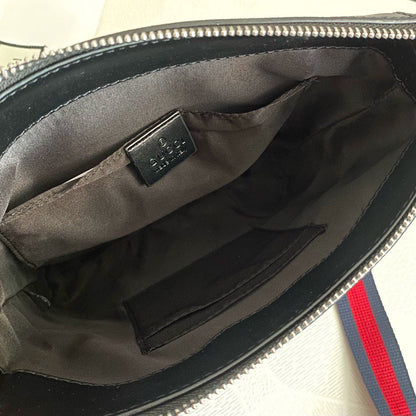 Gucci Inspired Web Strap Front Zip Messenger Bag
