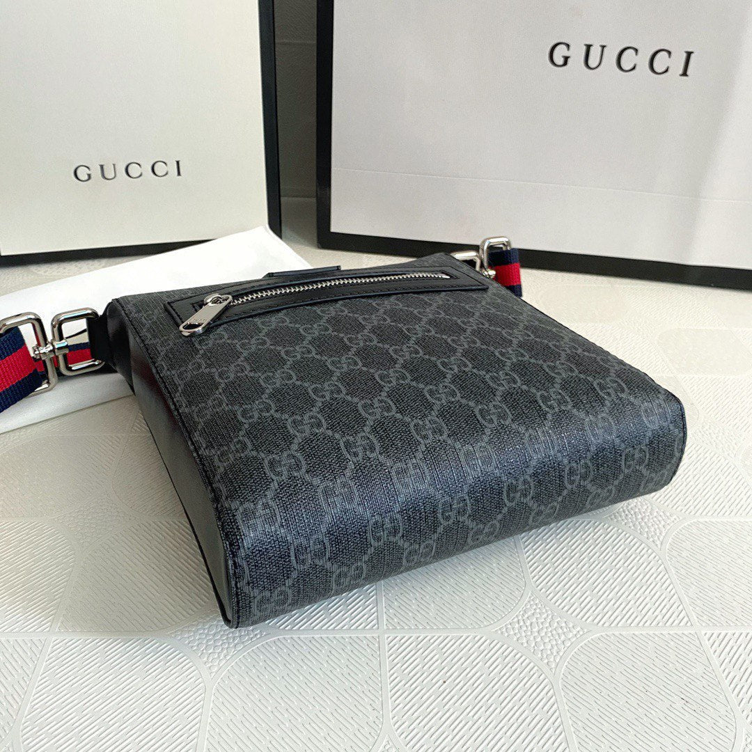 Gucci Inspired Web Strap Front Zip Messenger Bag