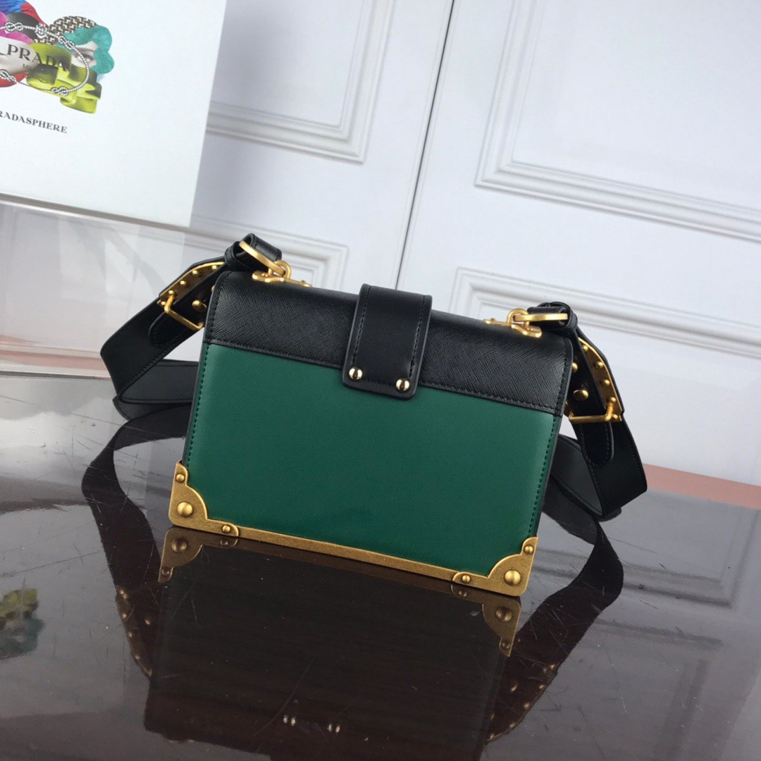 Prada Inspired Saffiano Leather Cahier Flap Shoulder Bag