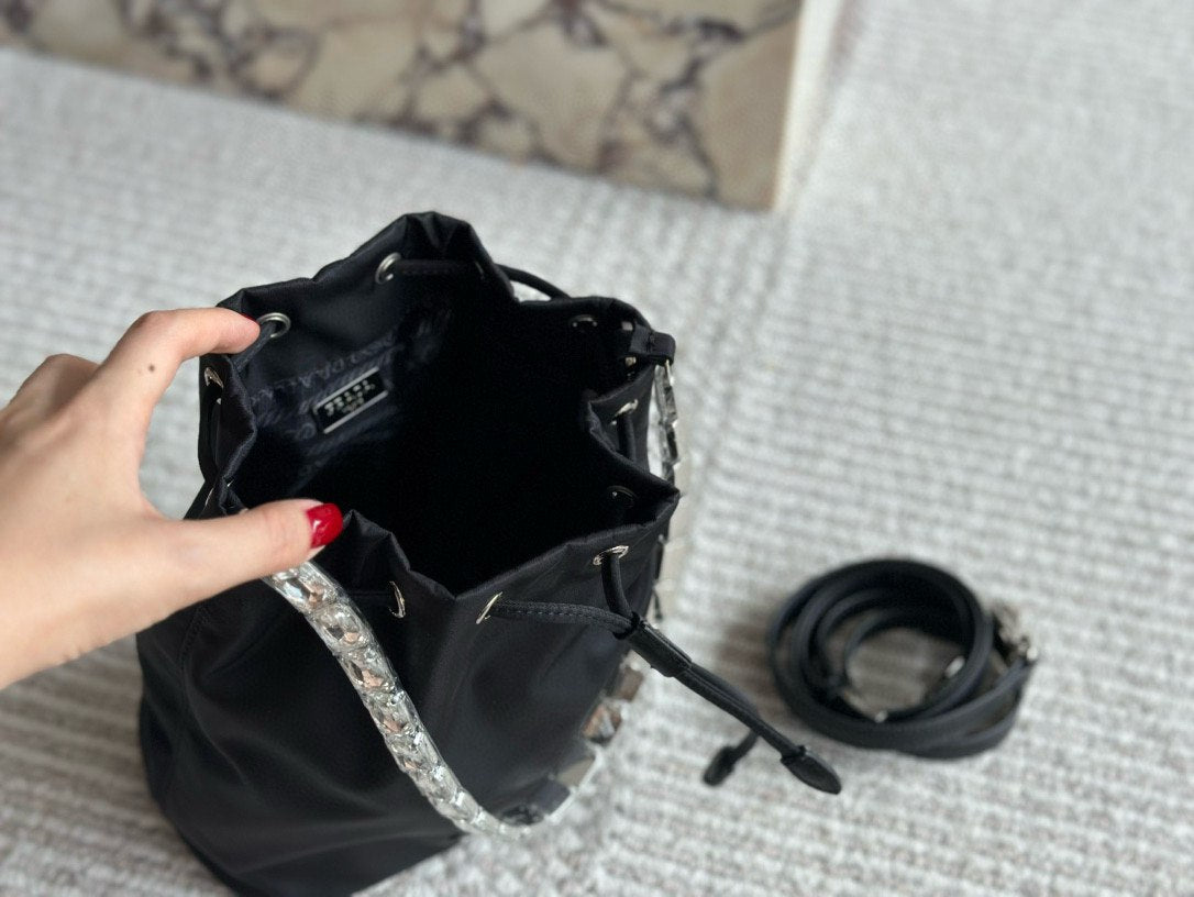 Prada Inspired Mini Nylon Bucket Bag