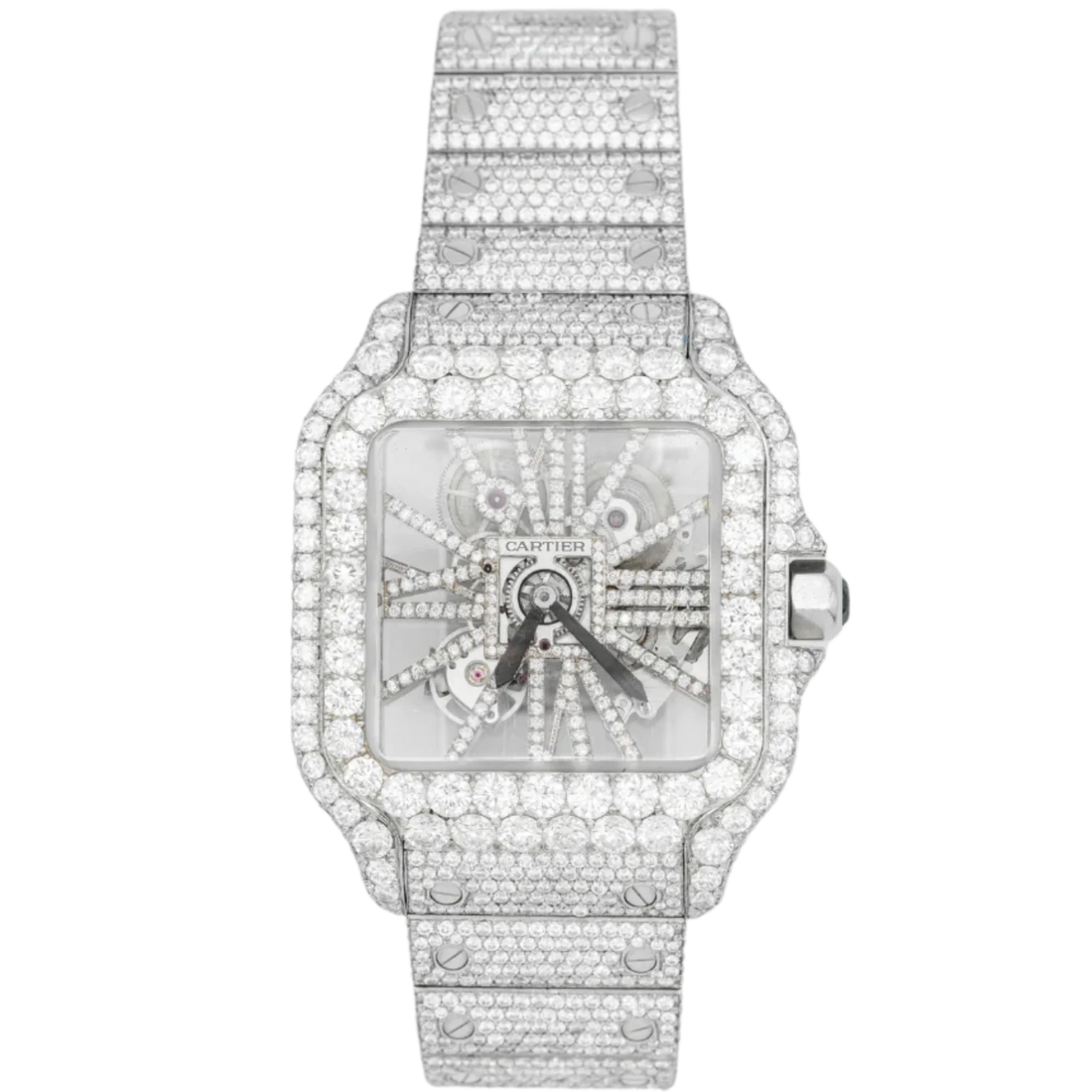 Cartier WHSA0015 Stainless Steel Santos Skeleton Bustdown