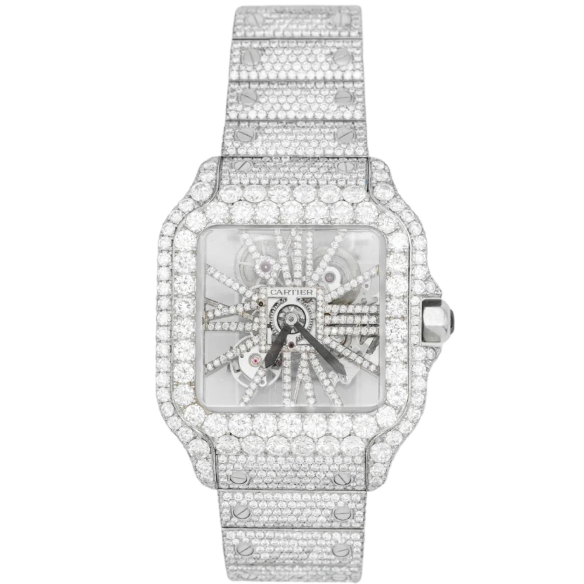 Cartier WHSA0015 Stainless Steel Santos Skeleton Bustdown