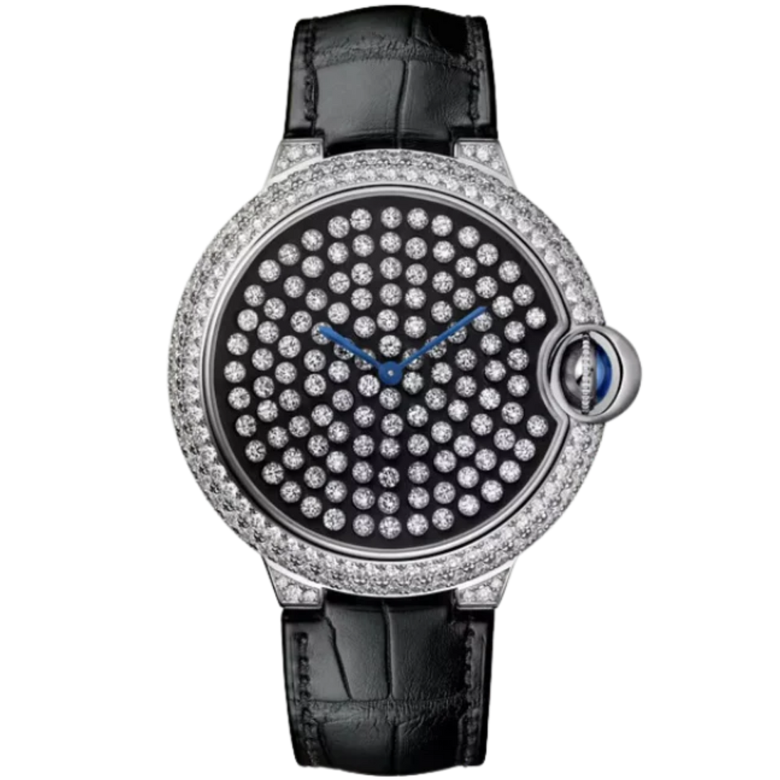 BALLON BLEU DE CARTIER SERTI VIBRANT 42 MM RHODIUMIZED WHITE GOLD WITH WHITE GOLD NAC-TREATED DIAL