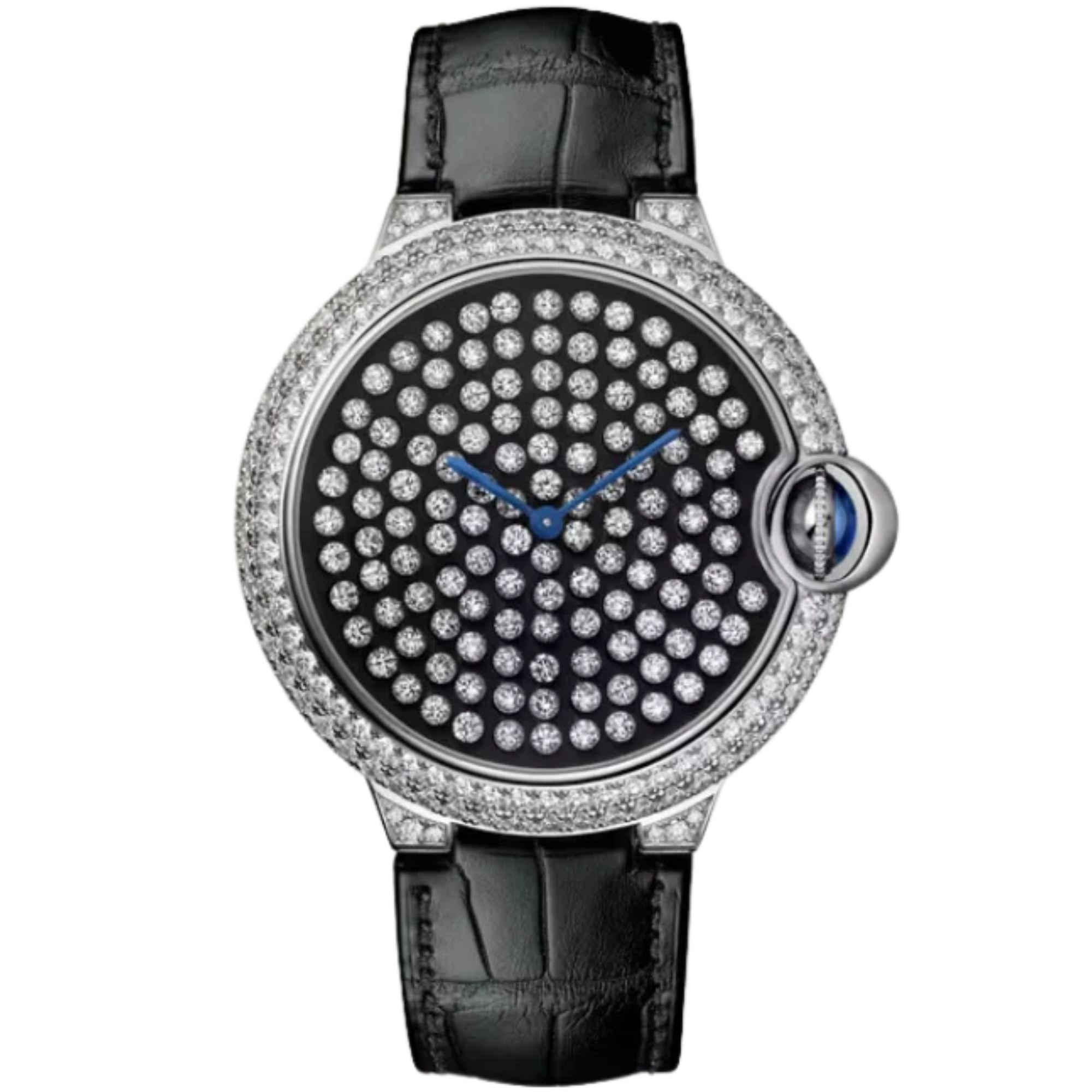 BALLON BLEU DE CARTIER SERTI VIBRANT 42 MM RHODIUMIZED WHITE GOLD WITH WHITE GOLD NAC-TREATED DIAL