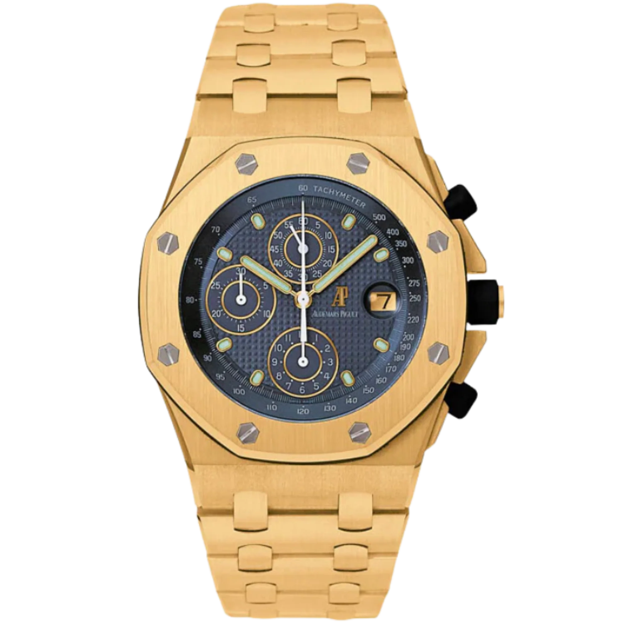Audemars Piguet 42MM Royal Oak Offshore Ref. 25721BA.OO.1000BA.02.A Yellow Gold Blue Dial