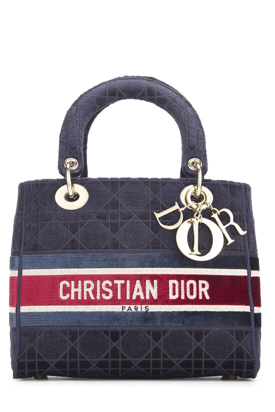 Dior Navy Velvet Lady D-Lite Bag - AAA Bags at Pochettebag