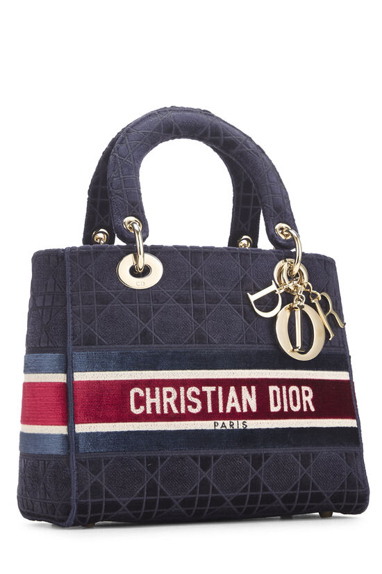 Dior Navy Velvet Lady D-Lite Bag - AAA Bags at Pochettebag