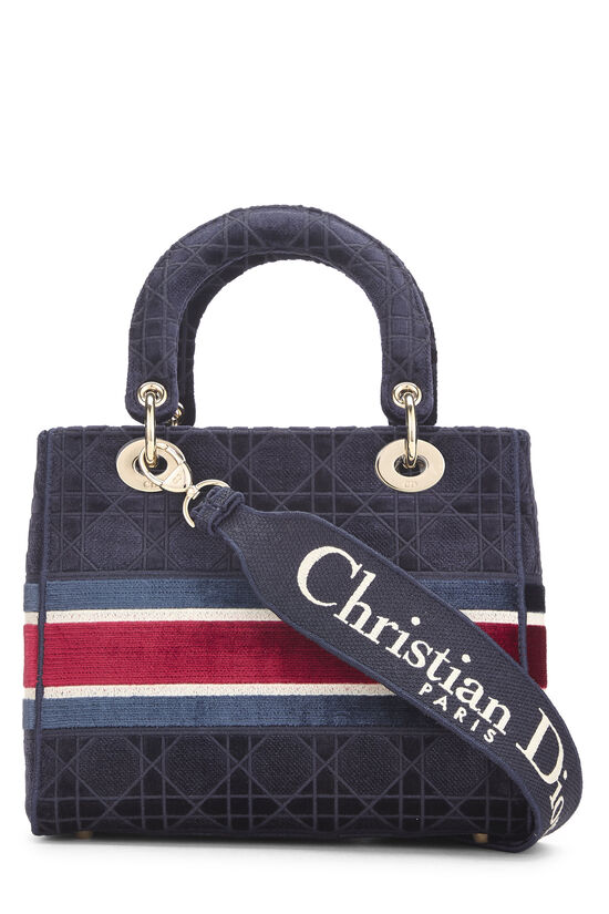 Dior Navy Velvet Lady D-Lite Bag - AAA Bags at Pochettebag