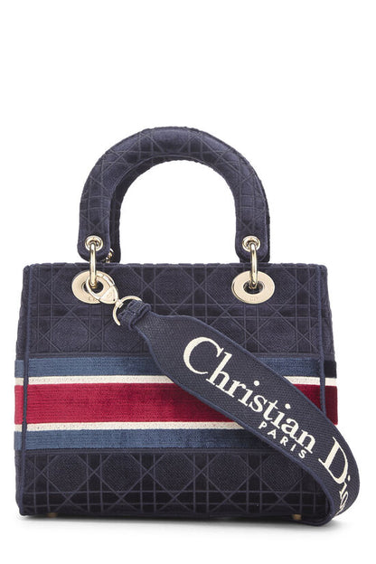 Dior Navy Velvet Lady D-Lite Bag - AAA Bags at Pochettebag