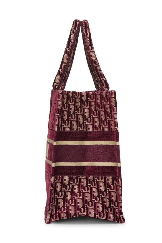 Dior Burgundy Velvet Oblique Denim Book Tote Bag - AAA Bags at Pochettebag