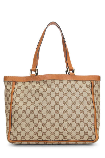 Gucci Inspired Canvas Abbey Pocket Tote Bag