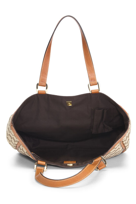 Gucci Inspired Canvas Abbey Pocket Tote Bag