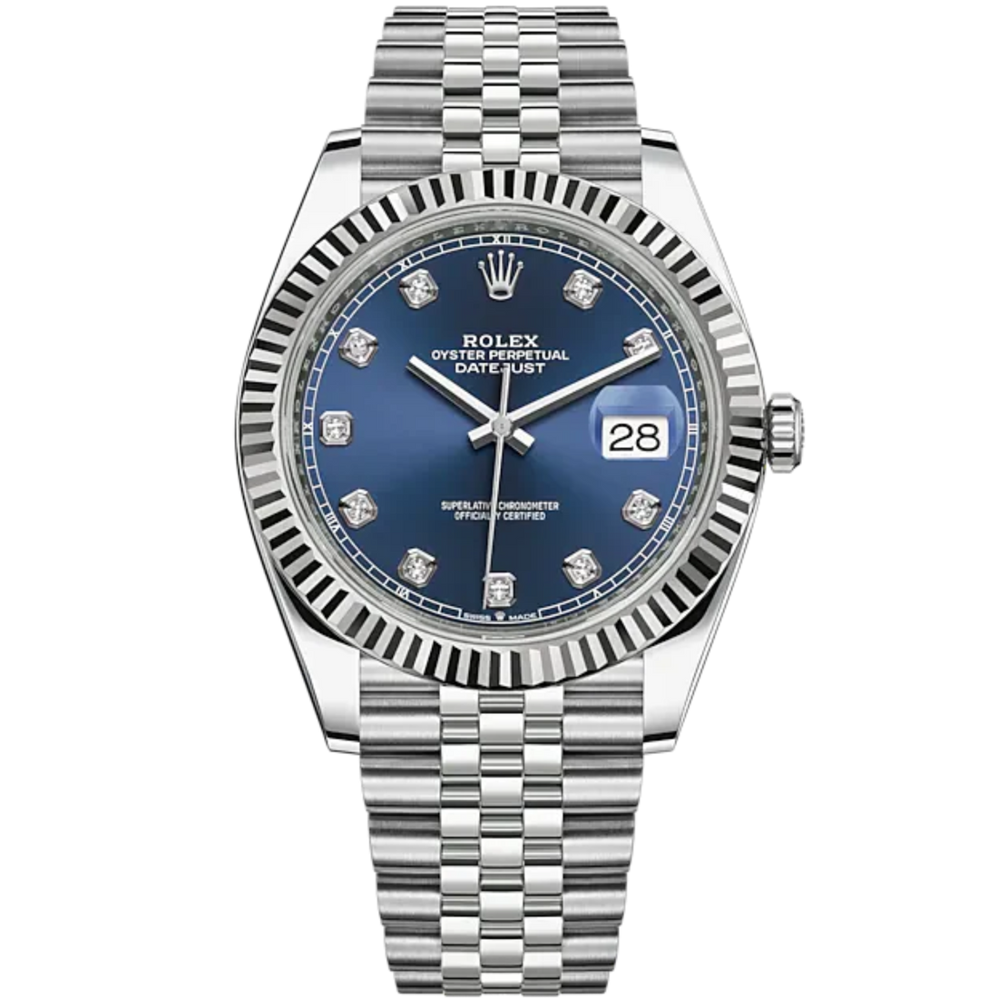 Rolex Datejust Ref. 126334G Stainless Steel Blue Diamond Dial on Jubilee/Fluted Bezel
