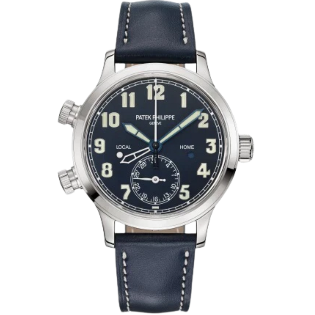 7234G Complications 37.5mm Shiny Navy Blue/Vintage Brown Calfskin Strap Blue Varnished Dial White Gold Bezel