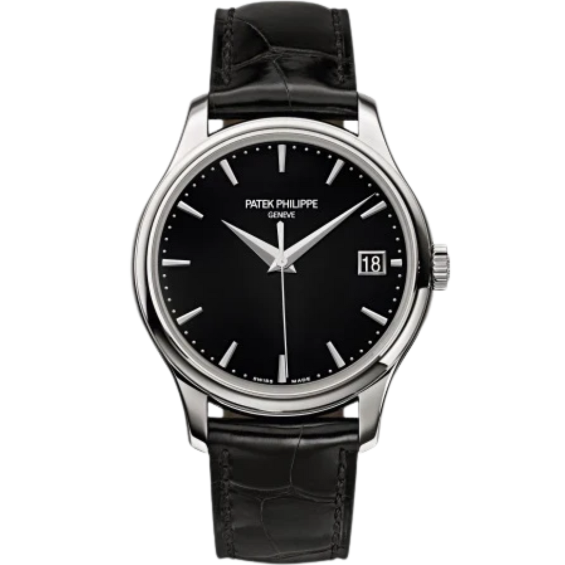 5227G Calatrava 39mm Shiny Black Alligator Strap Slate Black Lacquered Dial White Gold Bezel