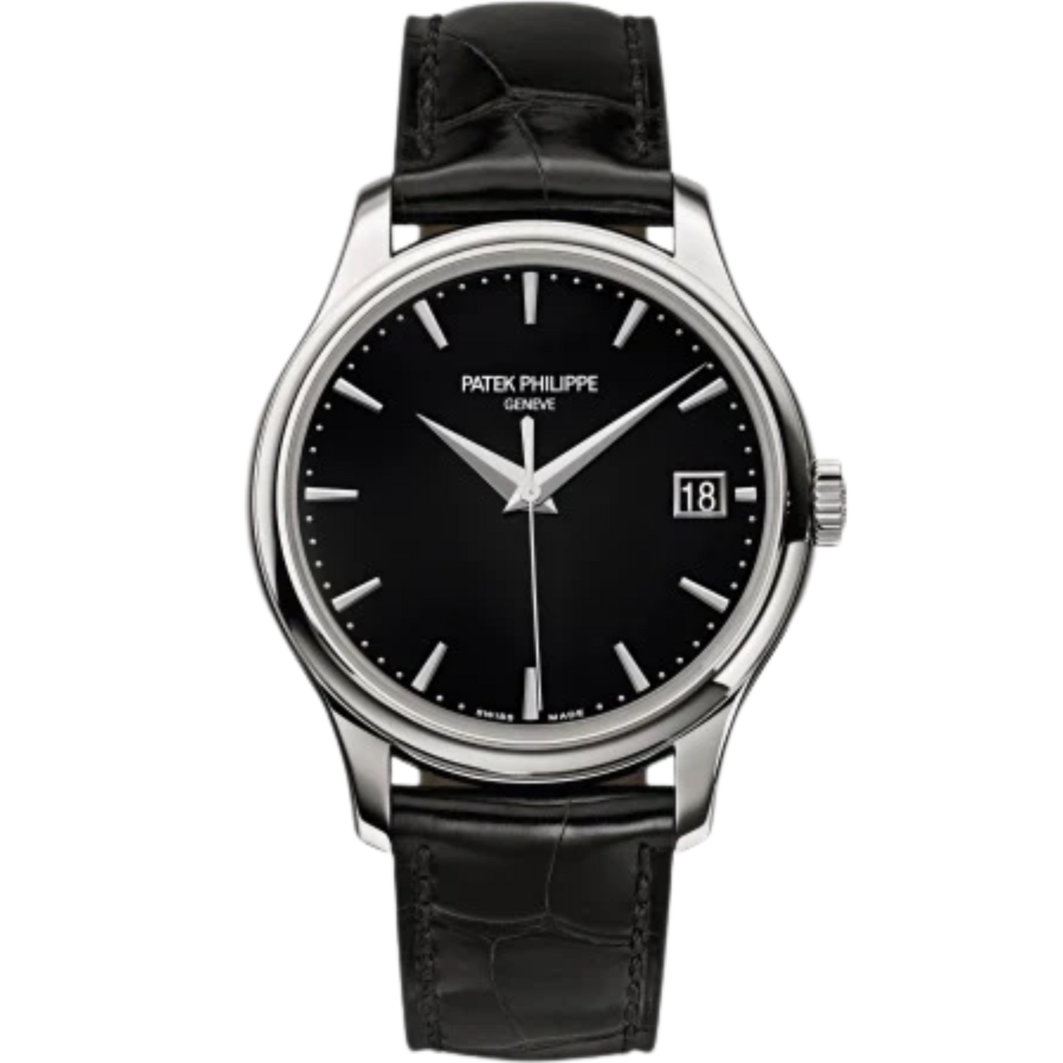 5227G Calatrava 39mm Shiny Black Alligator Strap Slate Black Lacquered Dial White Gold Bezel
