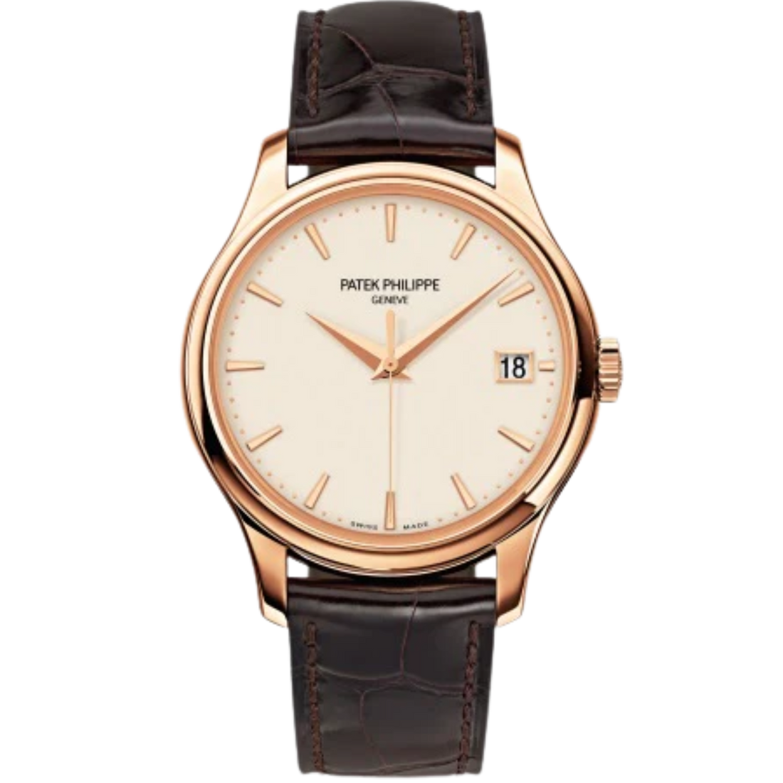 5227R Calatrava 39mm Dark Chestnut Shiny Alligator Strap Ivory Lacquered Dial Rose Gold Bezel