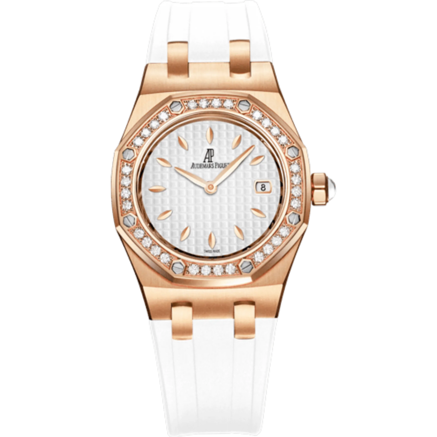 Audemars Piguet Royal Oak Ref. 67621OR.ZZ.D010CA.01 33MM Rose Gold White Dial on White Rubber