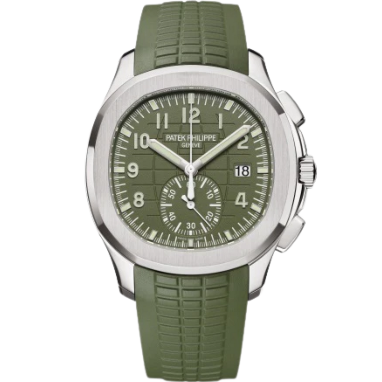 5968G-010 Aquanaut 42.2mm Khaki Green Strap Embossed Khaki Green Dial White Gold Bezel