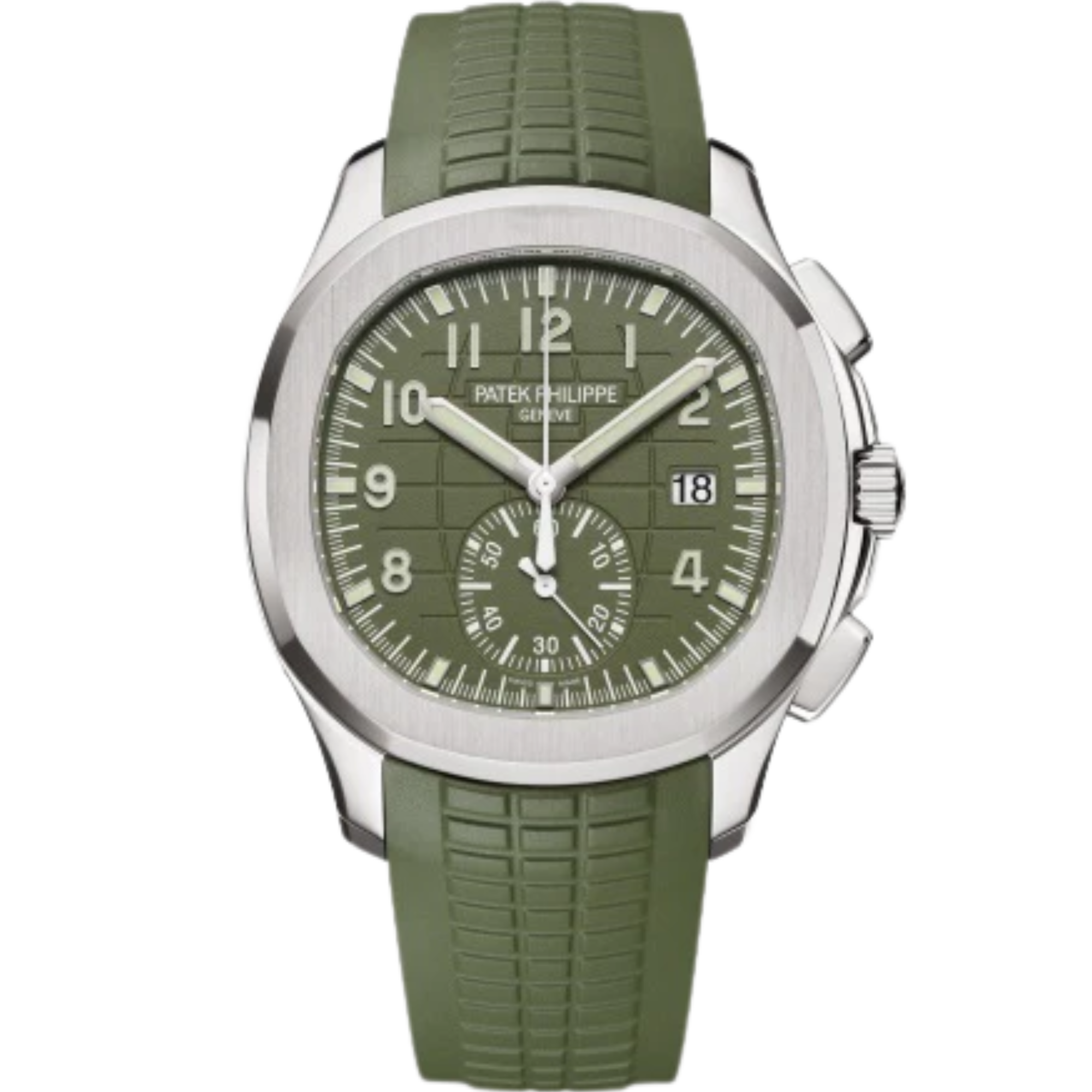 5968G-010 Aquanaut 42.2mm Khaki Green Strap Embossed Khaki Green Dial White Gold Bezel