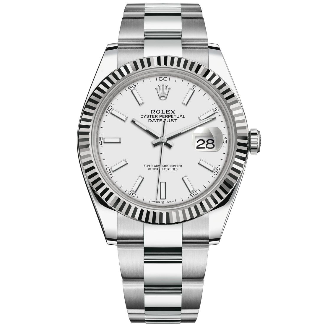 Rolex Datejust Ref. 126334 41MM Stainless Steel White Index Dial on Oyster Fluted Bezel
