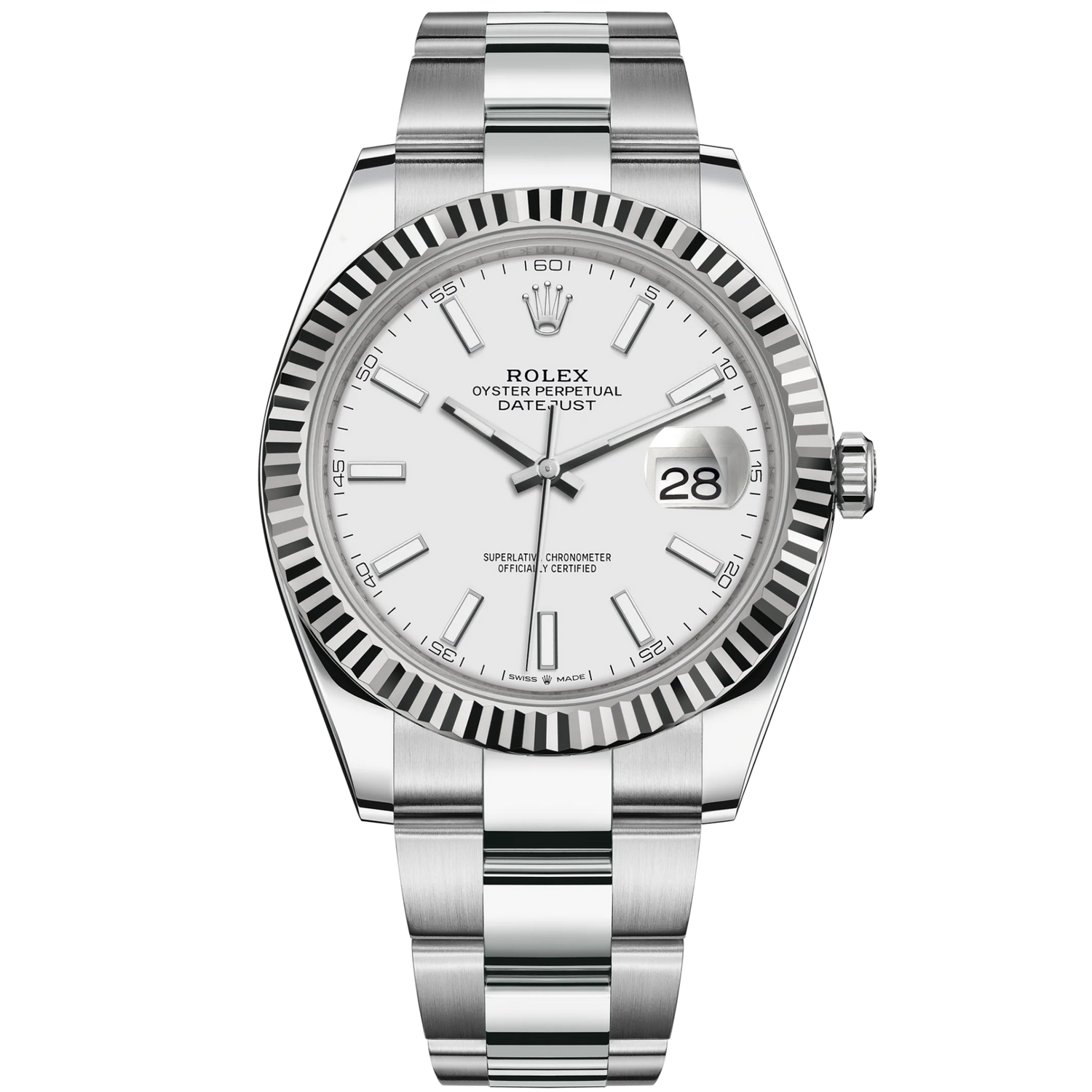 Rolex Datejust Ref. 126334 41MM Stainless Steel White Index Dial on Oyster Fluted Bezel