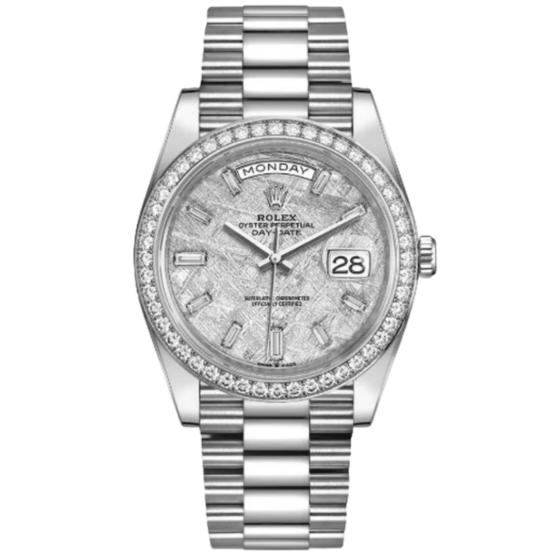 Rolex Day Date Ref. 228349RBR 40mm Diamond Bezel/Baguette Markers Meteorite Dial