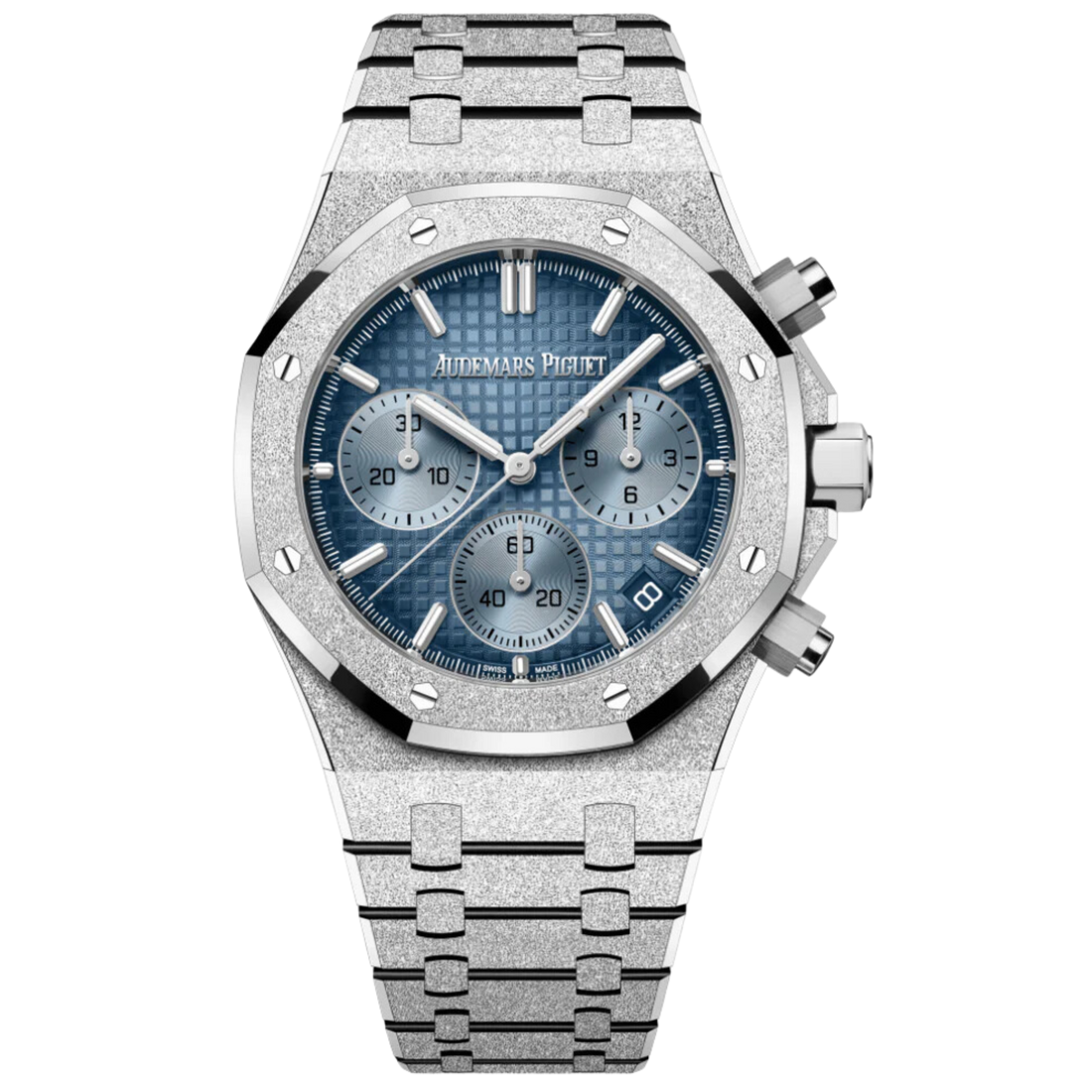 Audemars Piguet Ref. 26240BC.GG.1324BC.02 41MM White Gold Frosted Royal Oak Chronograph Ice Blue Dial