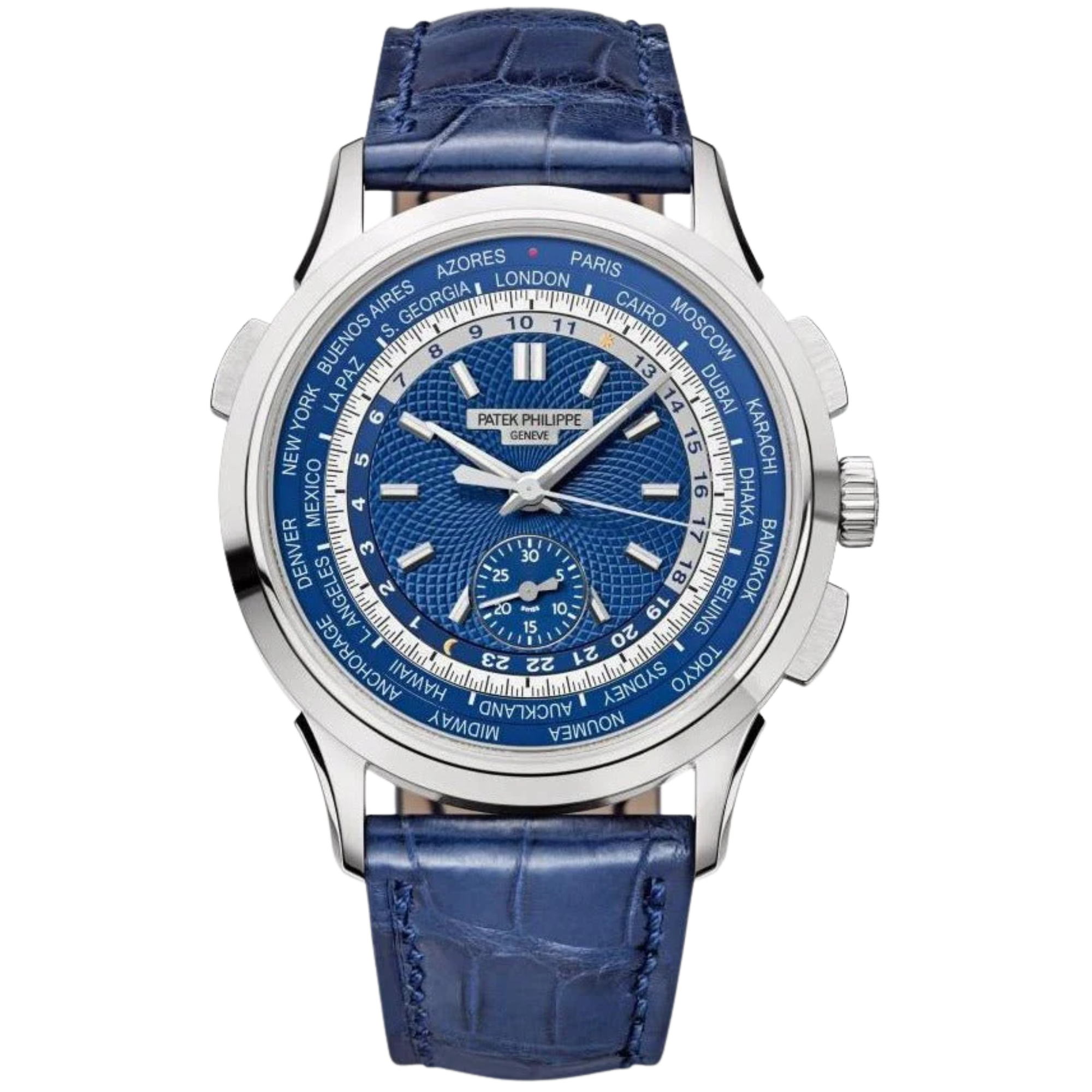 Patek Philippe Complications Ref. 5930G White Gold World Timer Blue Dial