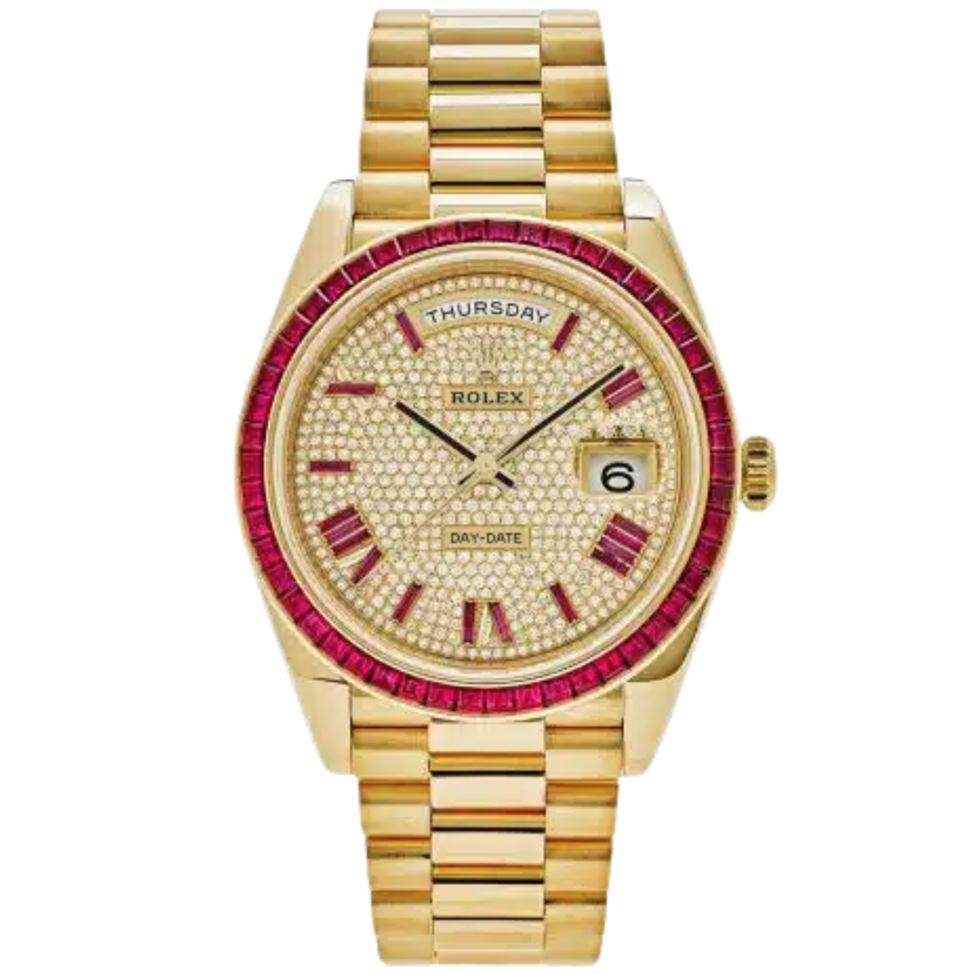 Rolex Day Date Ref. 228398TRU Ruby Bezel Full Pave Ruby Dial