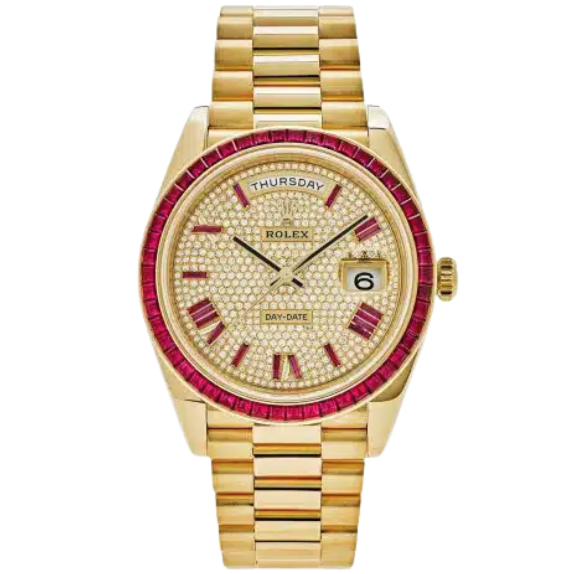 Rolex Day Date Ref. 228398TRU Ruby Bezel Full Pave Ruby Dial