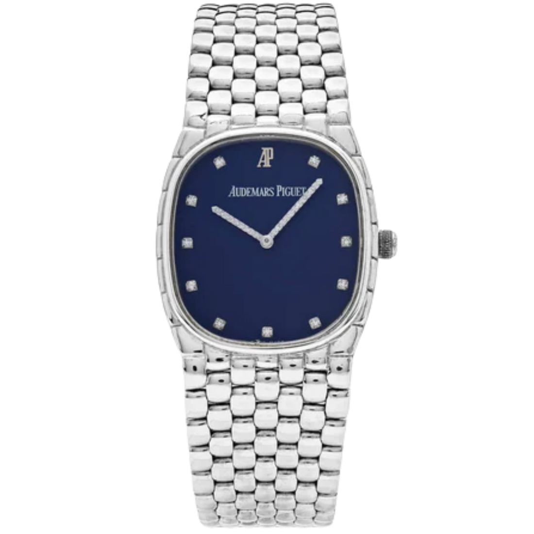 Audemars Piguet Ref. 14579BC/G.1116BC/01 28MM White Gold Vintage Ellipse Cobra Navy Blue Dial with Diamond Markers