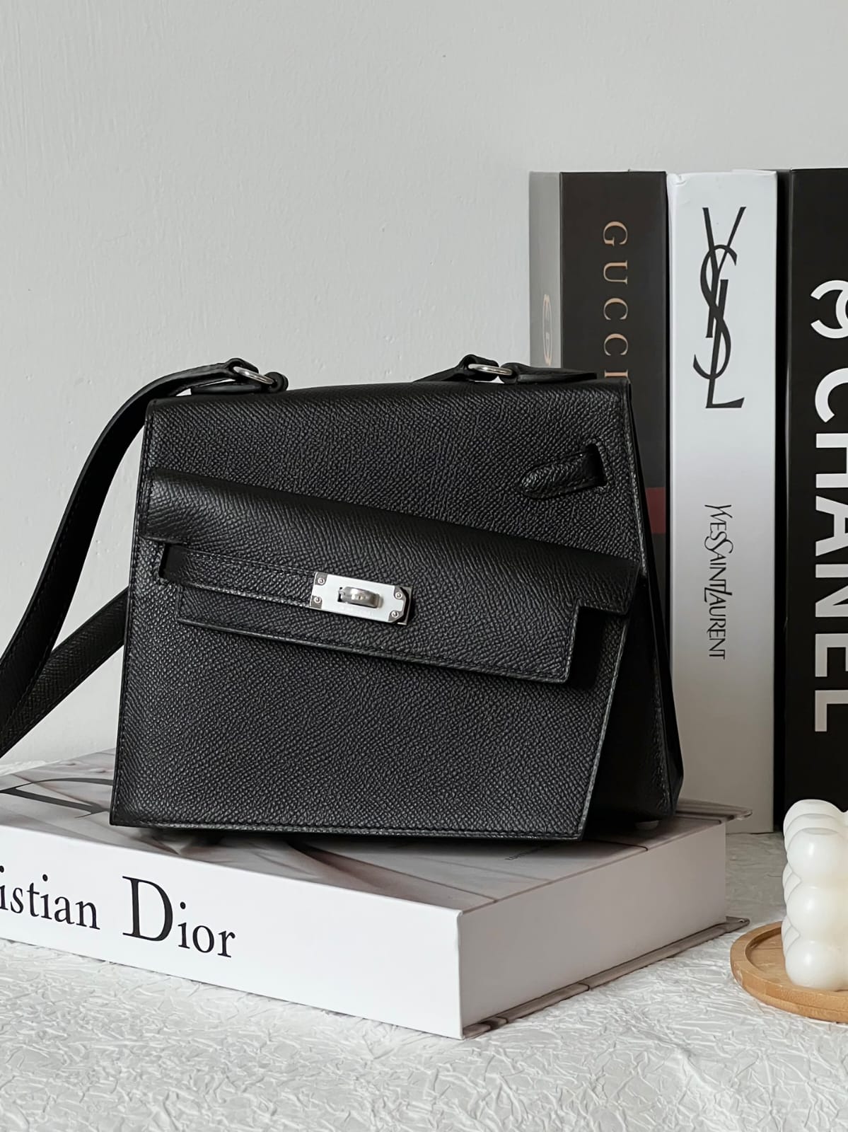 HERMES Inspired Limited Edition Kelly bag in black