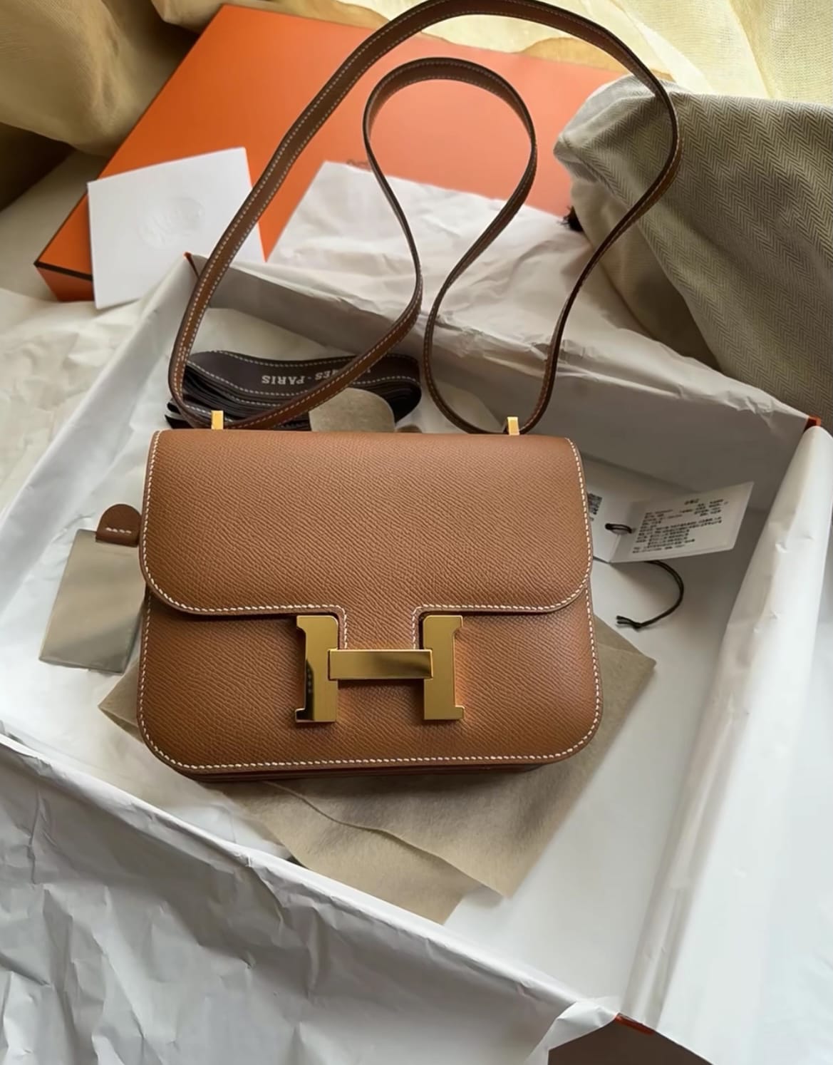 Hermes Inspired Constance 18 Mini Gold Epsom Gold Hardware
