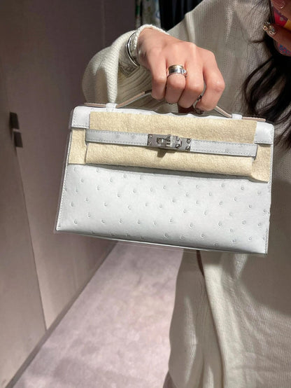 Hermes Inspired Kelly mini 22 Danse in ostrich