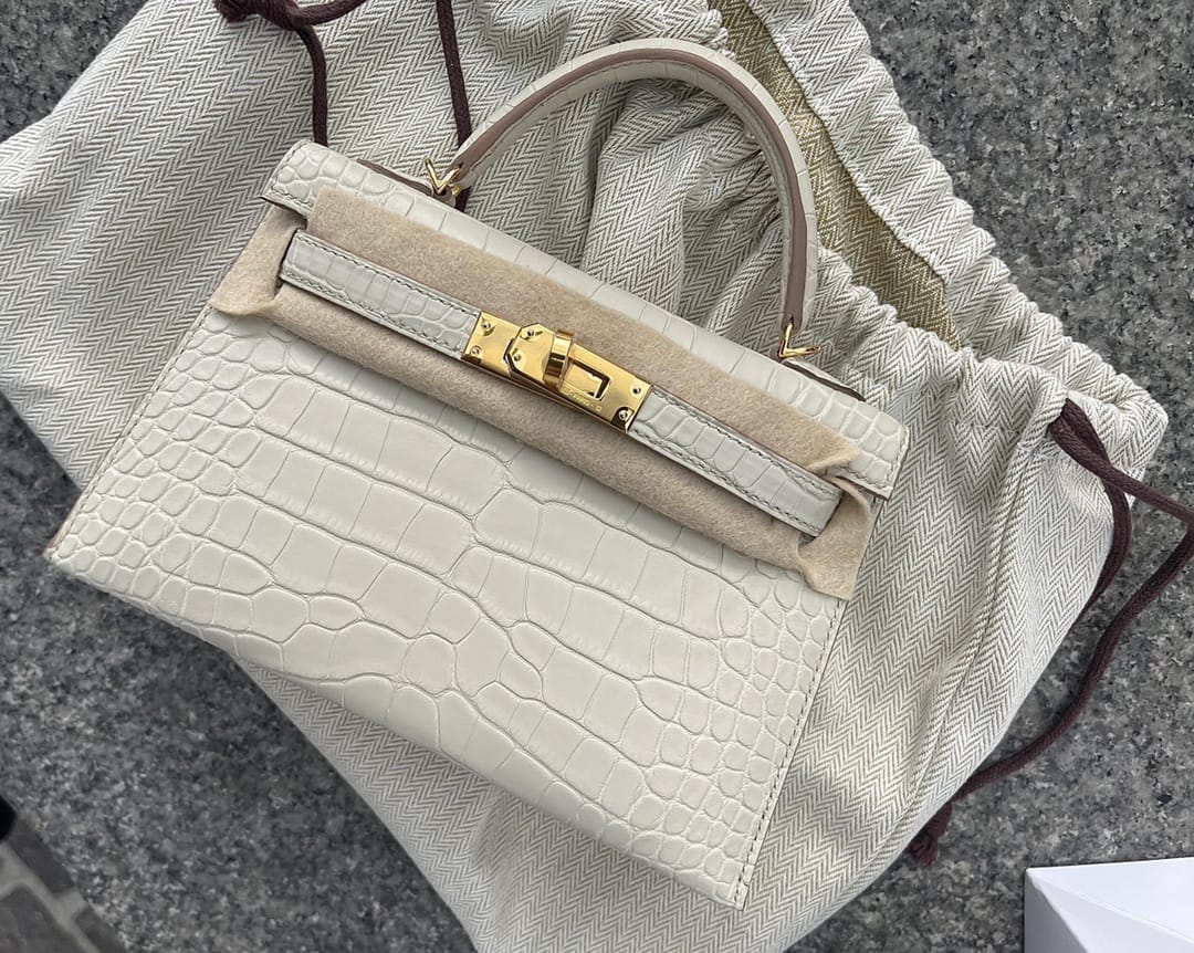 Hermes Inspired Kelly mini 22 Danse in ostrich