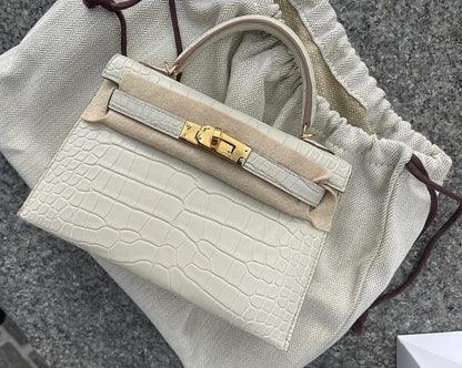 Hermes Inspired Kelly mini 22 Danse in ostrich