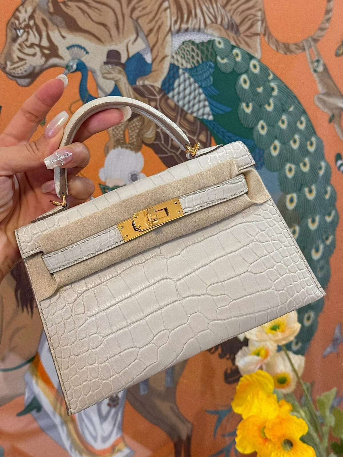Hermes Inspired Kelly mini 22 Danse in ostrich