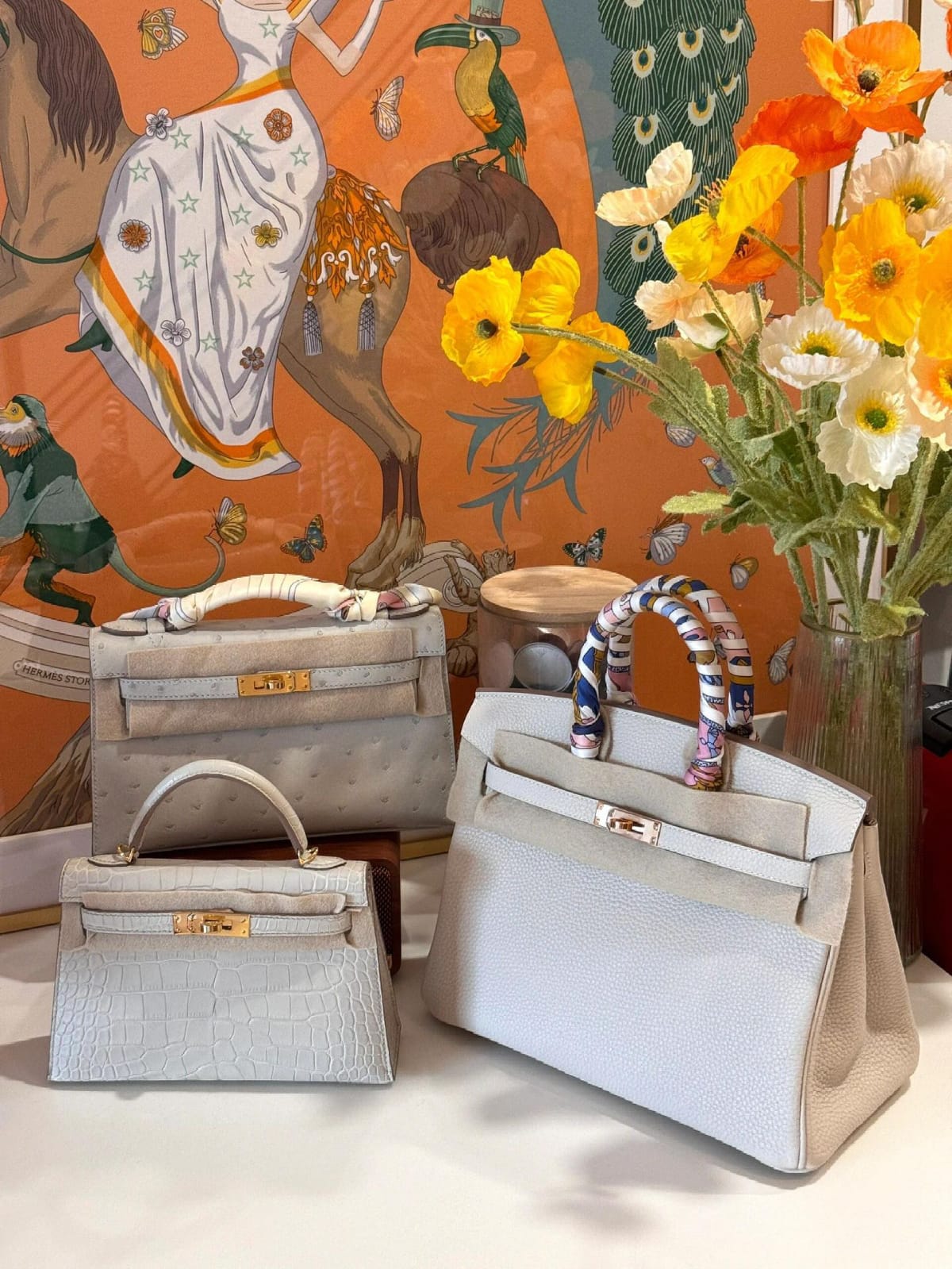 Hermes Inspired Kelly mini 22 Danse in ostrich