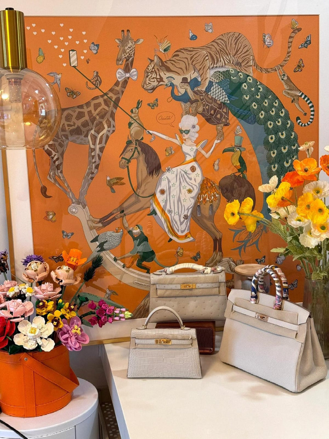 Hermes Inspired Kelly mini 22 Danse in ostrich