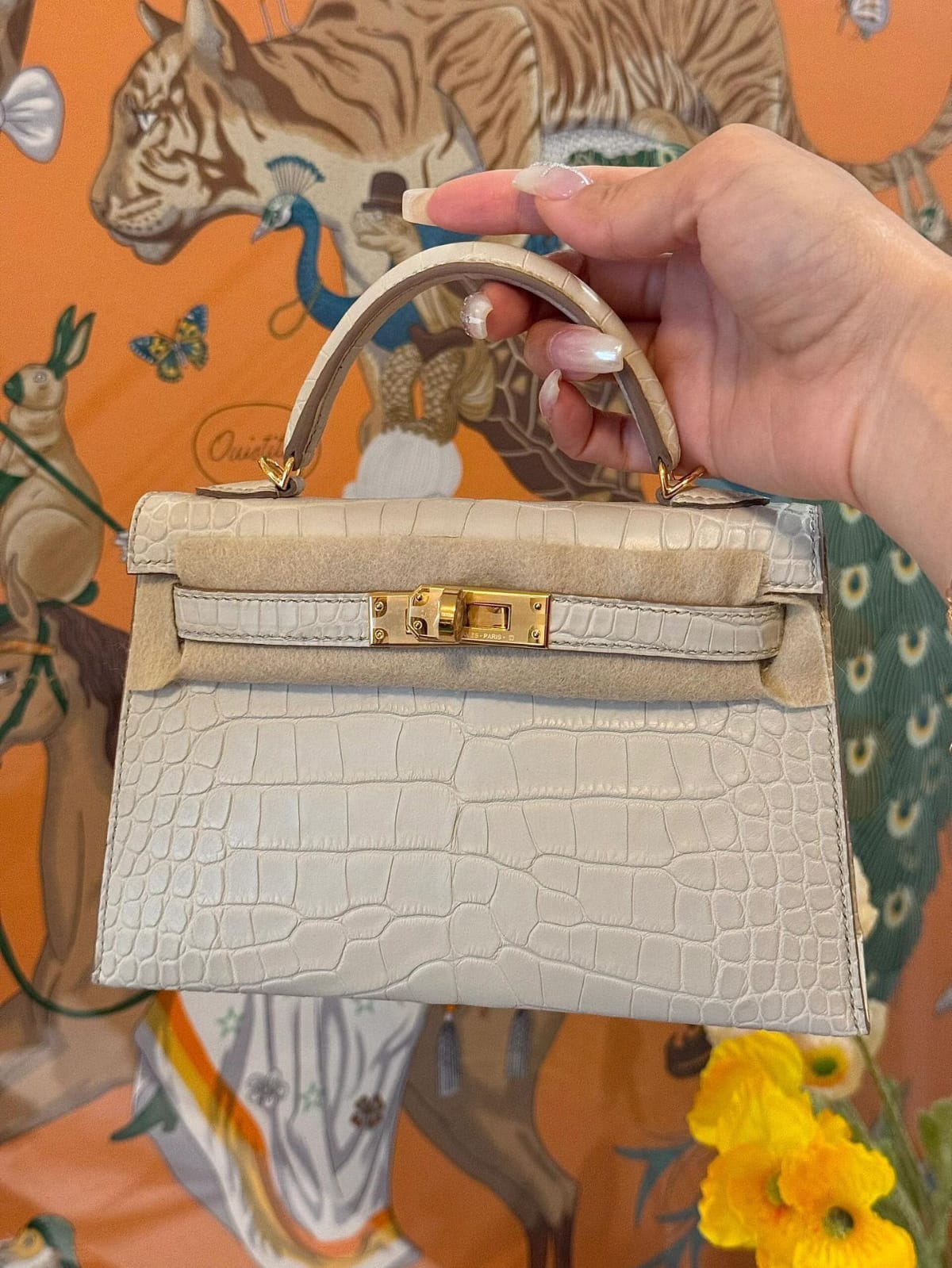 Hermes Inspired Kelly mini 22 Danse in ostrich