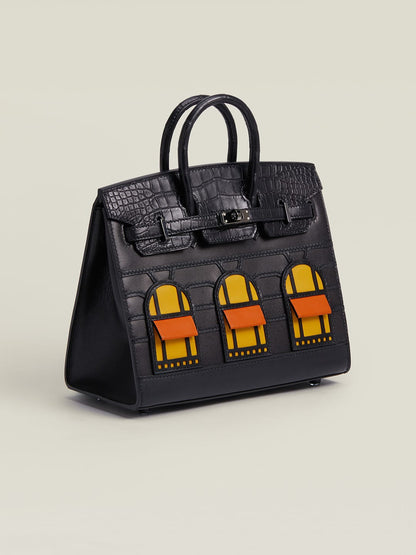 Hermes Inspired Birkin 20 Black 89 Swift