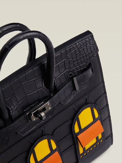 Hermes Inspired Birkin 20 Black 89 Swift
