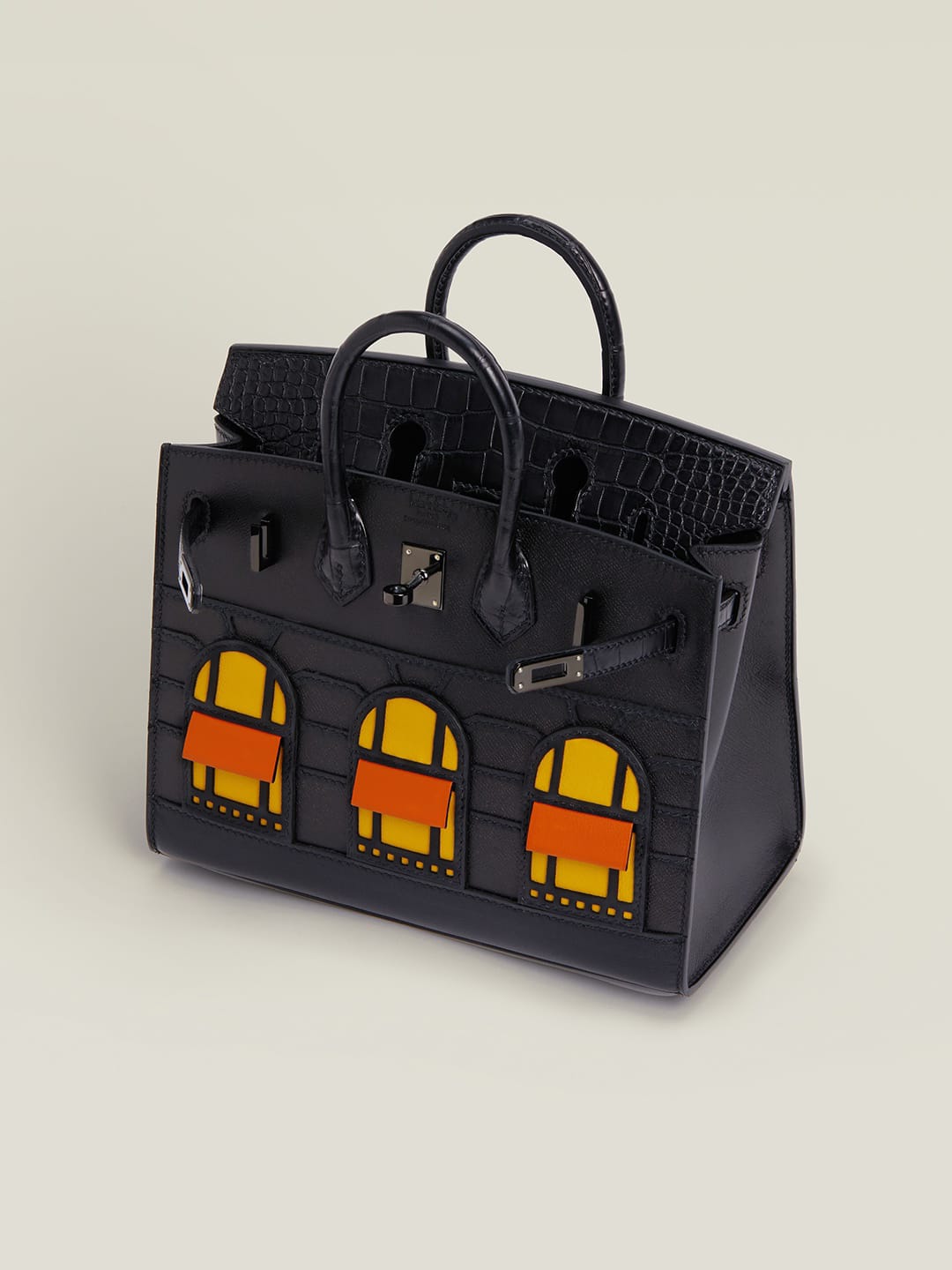 Hermes Inspired Birkin 20 Black 89 Swift