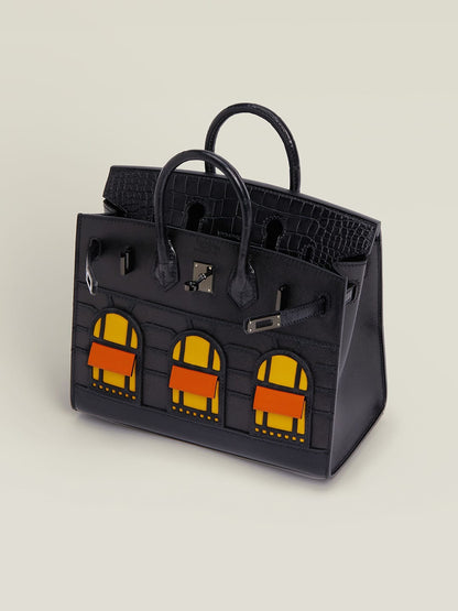 Hermes Inspired Birkin 20 Black 89 Swift