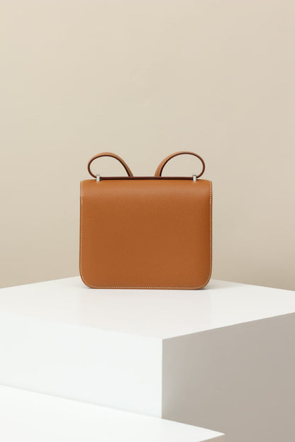HERMES Inspired Constance 24 shoulder bag in Gold Epsom leather with Palladium hardware