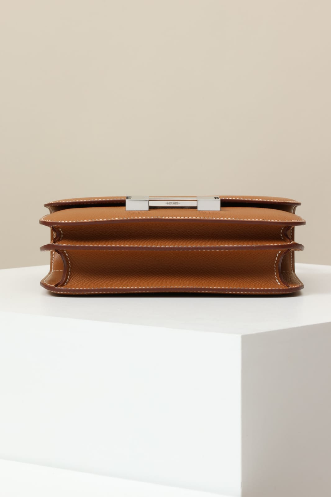 HERMES Inspired Constance 24 shoulder bag in Gold Epsom leather with Palladium hardware
